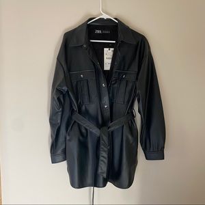 NWT faux leather shirt dress Zara size XL